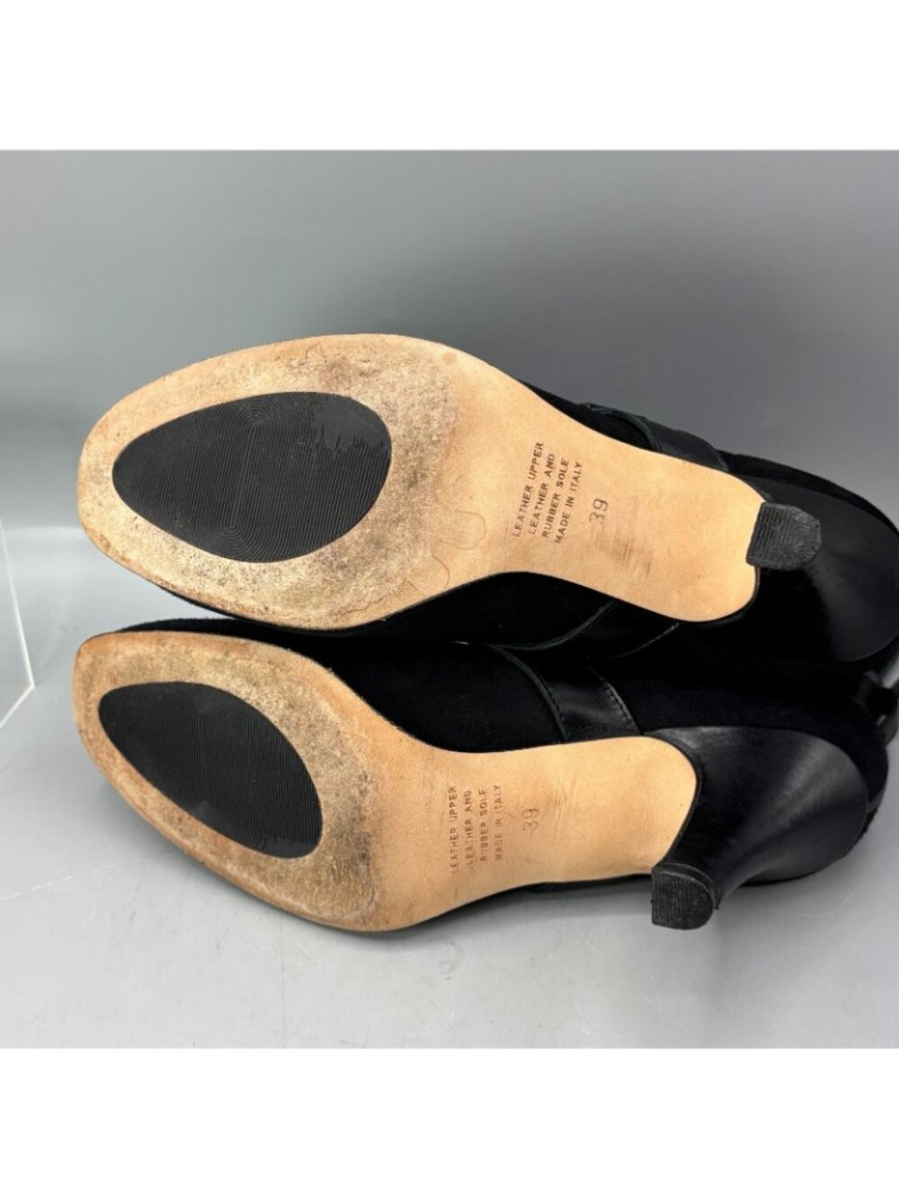 Anyi Lu Handmade Belted Booties Womens 8 Black Suede Leather Straps Cone Heel - Picture 5 of 8